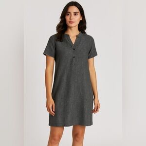 Billy Reid Gray Cotton Dress Size XS Minimalist Casual Short Sleeve